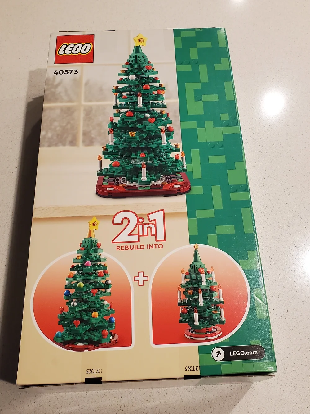 New in box. Lego Christmas Tree Set with Green, Red, Gold and White Elements